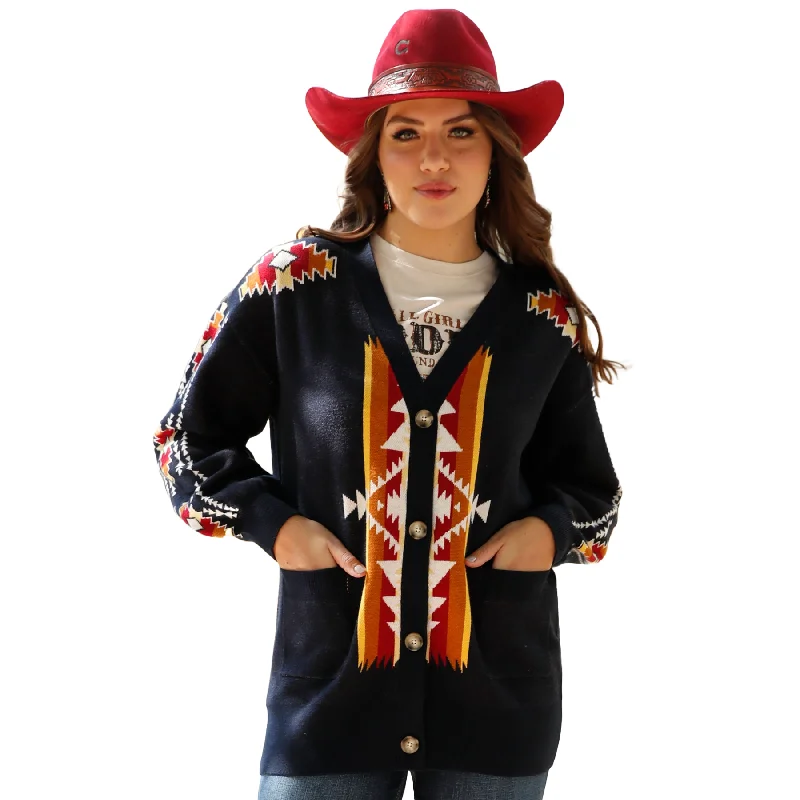 Cinch Ladies Navy Aztec Print Cardigan CWK7409002 Satin Fabric Silk Fabric Chiffon Fabric Cinch Ladies Navy Aztec Print Cardigan CWK7409002 Satin Fabric Silk Fabric Chiffon Fabric