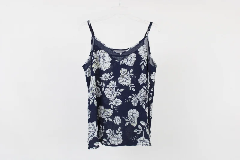 Blue Floral Tank Top | XL cropped tank top