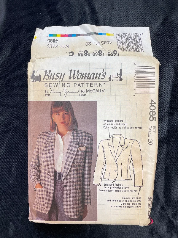 1989 McCall's 4085 Pattern - Jacket FACTORY FOLDED Zippered Jacket Buttoned Jacket Snapped Jacket 1989 McCall's 4085 Pattern - Jacket FACTORY FOLDED Zippered Jacket Buttoned Jacket Snapped Jacket