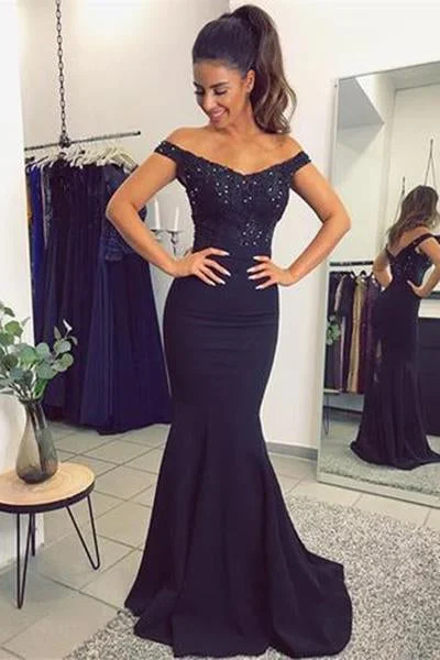 Navy Mermaid Prom Dress, Evening Gown, Graduation School Party Dress, Winter Formal Dress Tunics Fall fleece Navy Mermaid Prom Dress, Evening Gown, Graduation School Party Dress, Winter Formal Dress Tunics Fall fleece