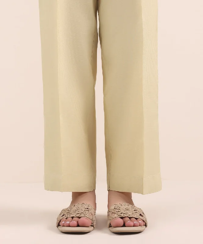 Raw Silk Straight Pants Modern Bootcut Pants
