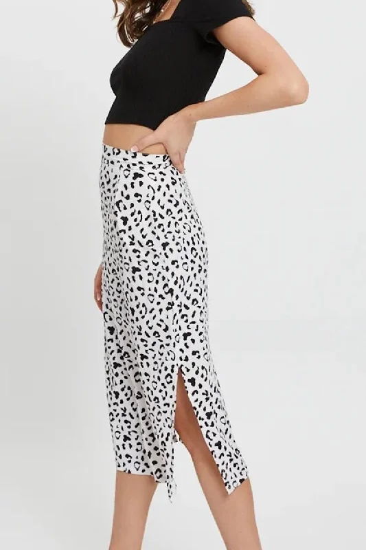 HIGH WAIST BOHO PRINTED SIDE SPLIT A LINE SKIRT relaxed fit skirt
