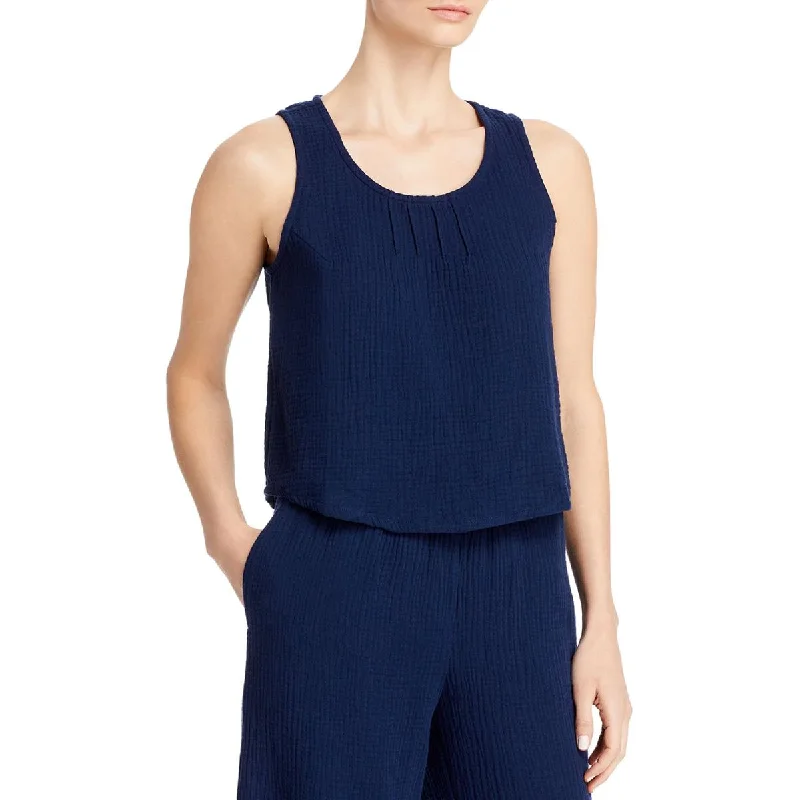 Three Dots Womens Pintuck Cropped Sleeveless Tank Top bronze tank top