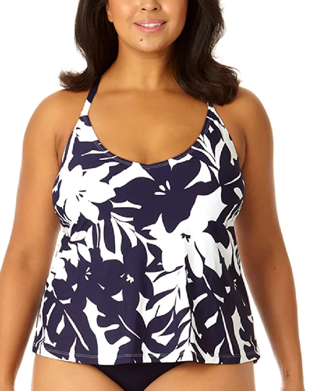 Anne Cole Easy Tri Tankini Tropical Print One-Piece