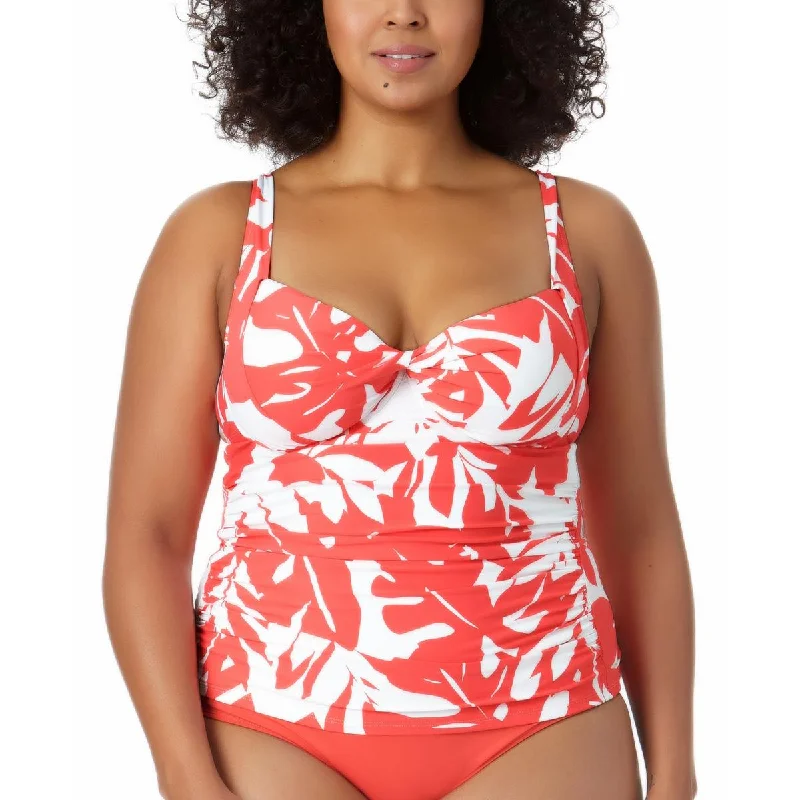 Anne Cole Womens Plus Beachwear Summer Tankini Swim Top Soft Beachwear Set
