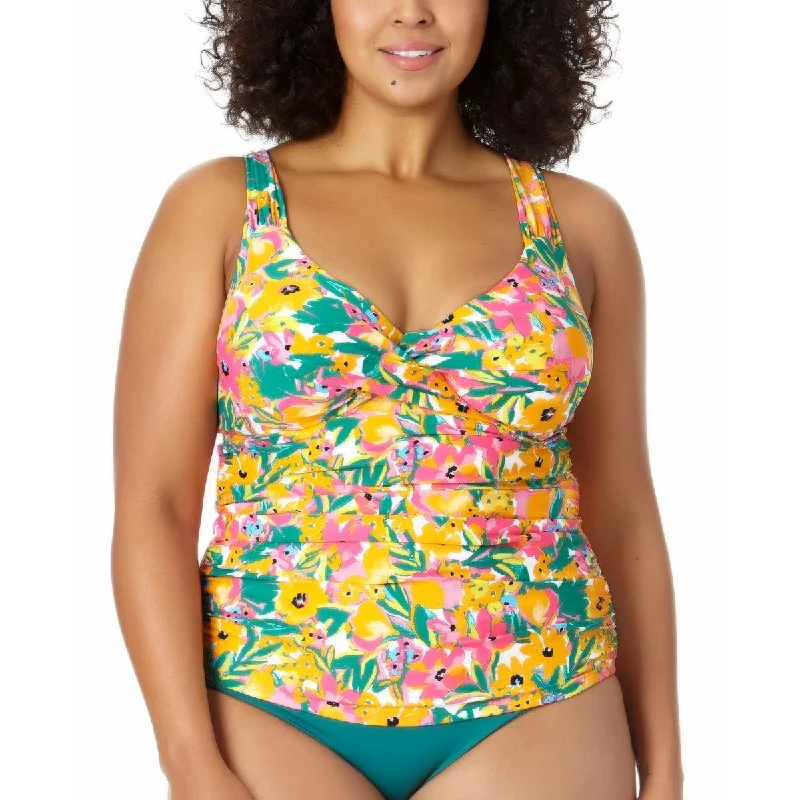 Anne Cole Womens Plus Floral Underwire Tankini Swim Top Trendy Swimsuit Bottoms