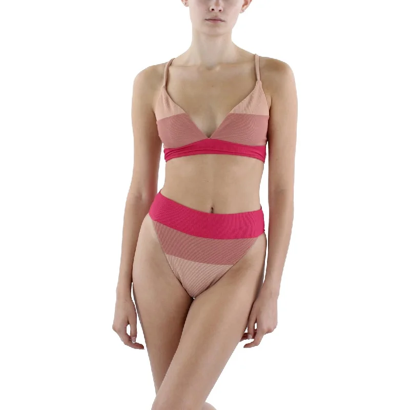 Beach Riot Womens Ribbed  Swim Bottom Separates Fun Pattern Swimsuit