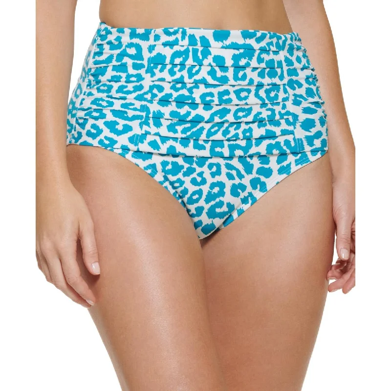 Womens Printed High Waist Swim Bottom Separates Mesh Panel Swimwear
