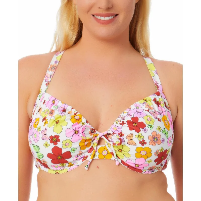 California Waves Womens Plus Floral Underwire Bikini Swim top Push-Up Swimsuit Top
