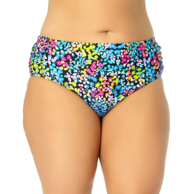 California Waves Womens Plus Floral High-Waist Swim Bottom Separates Classic Sporty Swimsuit