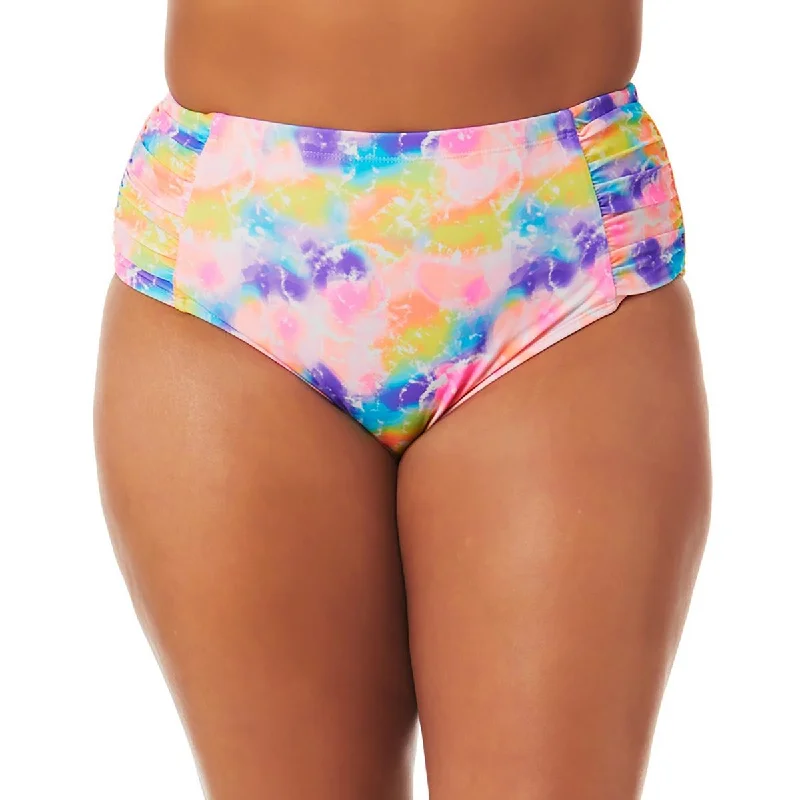 California Waves Womens Plus Tie-Dye High-Rise Swim Bottom Separates Fun Pattern Swimsuit