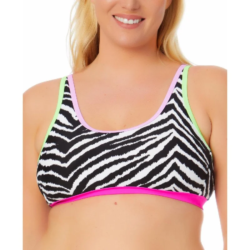 California Waves Womens Plus Zebra-Print Removable Padding Bikini Swim top Floral Bikini Top