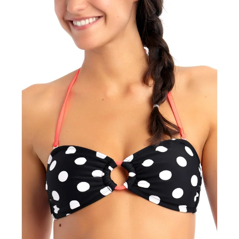 California Waves Womens PolkaDot Bandeau Bikini Swim top Elegant Swimsuit Bottoms