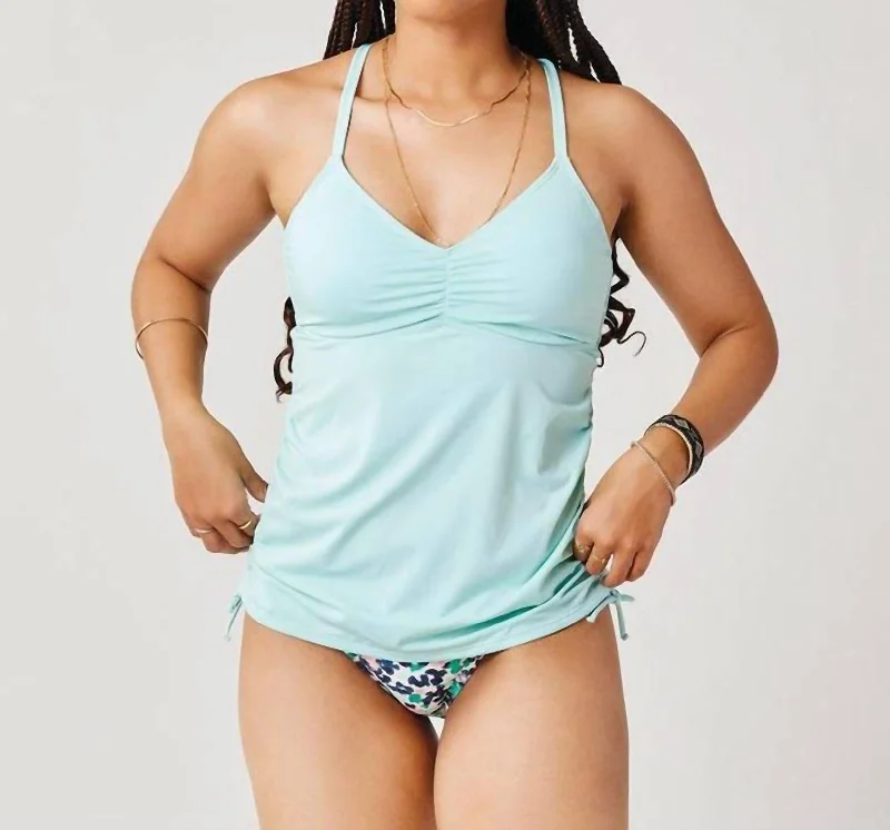 Camari Tankini In Sea Glass Mesh Panel Swimwear