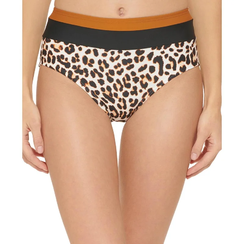 DKNY Womens Leopard High-Waist Swim Bottom Separates High-Waisted Swim Bottoms