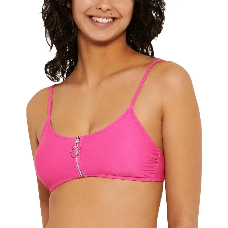 Hula Honey Womens Zipper Adjustable Swim Top Separates Swim Skirt Set