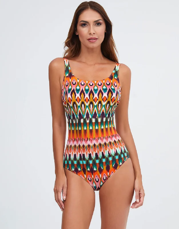 Ipanema High Front Swimsuit - Pink Multi Vintage Swimwear Look