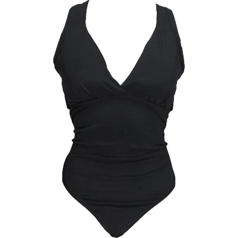 Jantzen Womens Solid High Waist One-Piece Swimsuit Sleek Mesh Bikini