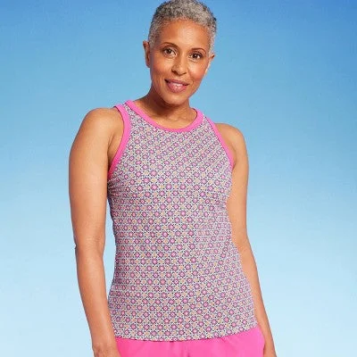 Open Box - Lands' End Women's UPF 50 Geo Print High Neck Tankini Top - Pink/Orange S Classic Two-Piece Bikini Open Box - Lands' End Women's UPF 50 Geo Print High Neck Tankini Top - Pink/Orange S Classic Two-Piece Bikini