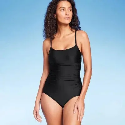 Kona Sol Women's Shirred Front One Piece Swimsuit Full Coverage Tank Swimwear Classic Sporty Swimsuit Kona Sol Women's Shirred Front One Piece Swimsuit Full Coverage Tank Swimwear Classic Sporty Swimsuit