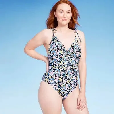 Shade & Shore Women's Shoulder Tie One Piece Swimsuit Open Back Swimwear Strapless Swimsuit Top