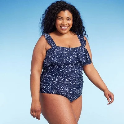 Kona Sol Women's Ruffle Shoulder One Piece Swimsuit Full Coverage Swimwear Bold Swimsuit Design Kona Sol Women's Ruffle Shoulder One Piece Swimsuit Full Coverage Swimwear Bold Swimsuit Design