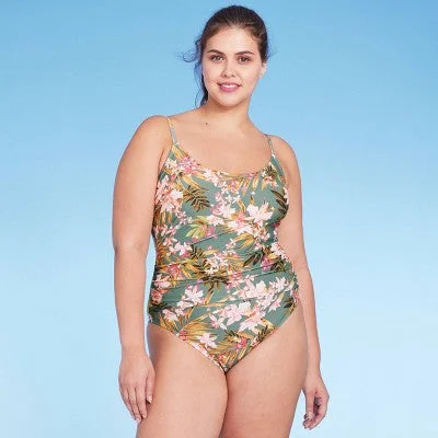 Kona Sol Women's Shirred One Piece Swimsuit Medium Coverage Swimwear Flirty Ruffle Swimsuit Kona Sol Women's Shirred One Piece Swimsuit Medium Coverage Swimwear Flirty Ruffle Swimsuit