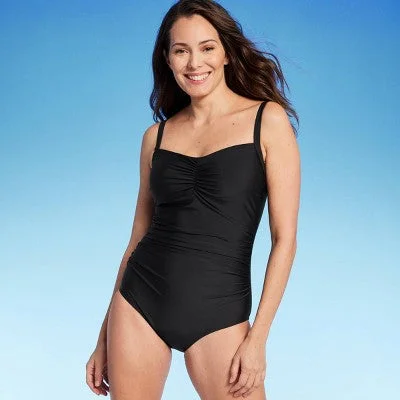 Open Box - Lands' End Women's UPF 50 Full Coverage Tummy Control One Piece Swimsuit - Black M Beach Ready Swimsuit