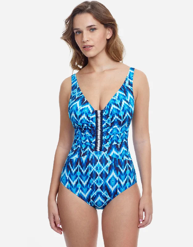 Profile Ocean Blue V Neck Swimsuit - Blue Chic Bikini Set