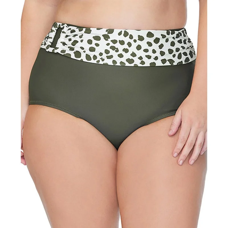 Raisins Womens Plus Printed Tummy Tinner Swim Bottom Separates Adjustable Swim Top