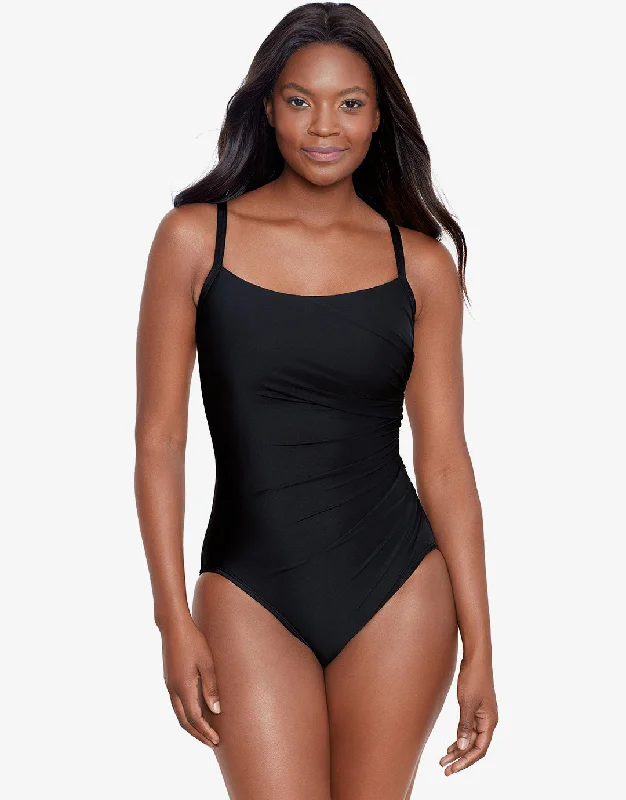 Rock Solid Starr Swimsuit - Black Sleek Racerback Swimsuit