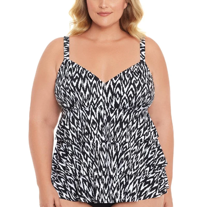 Swim Solutions Womens Plus Printed Tummy Control One-Piece Swimsuit Classic One-Piece Swim Solutions Womens Plus Printed Tummy Control One-Piece Swimsuit Classic One-Piece