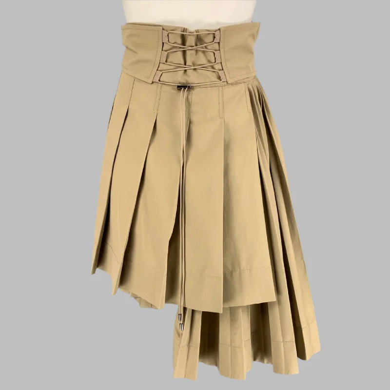 CHRISTIAN DIOR Size 4 Khaki Cotton Gabardine Pleated Asymmetrical Skirt leather skirt bold CHRISTIAN DIOR Size 4 Khaki Cotton Gabardine Pleated Asymmetrical Skirt leather skirt bold
