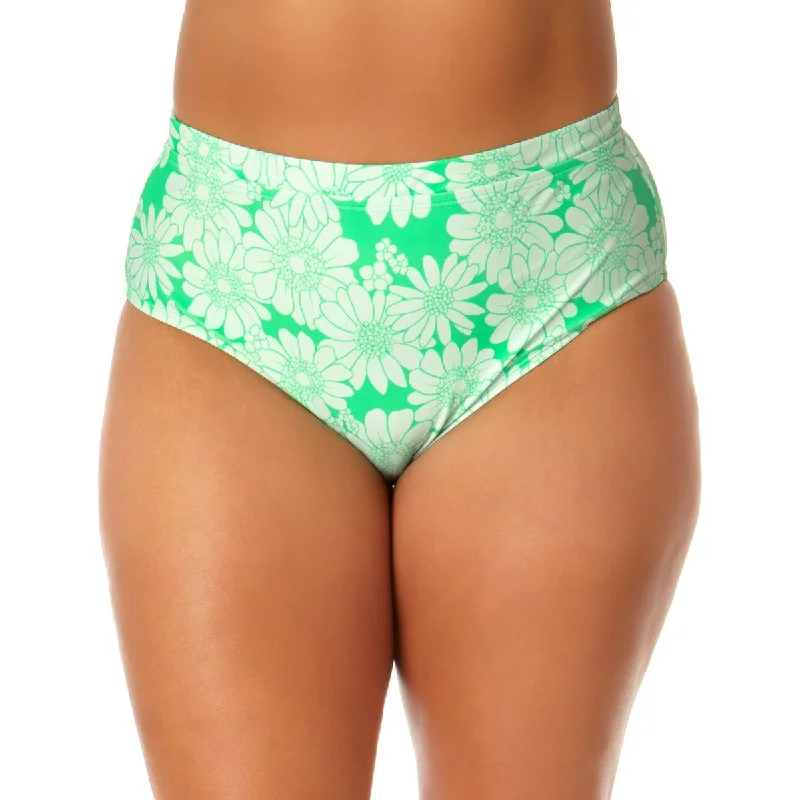 California Sunshine Womens Plus Floral Print Summer Swim Bottom Separates High-Waisted Swim Bottoms